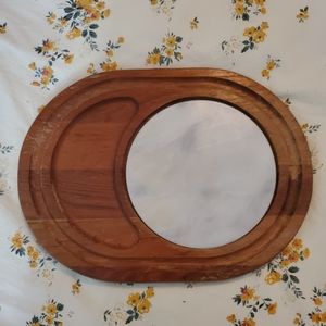 Vintage Dolphin Teakwood & Marble Cutting Board Cheese Tray